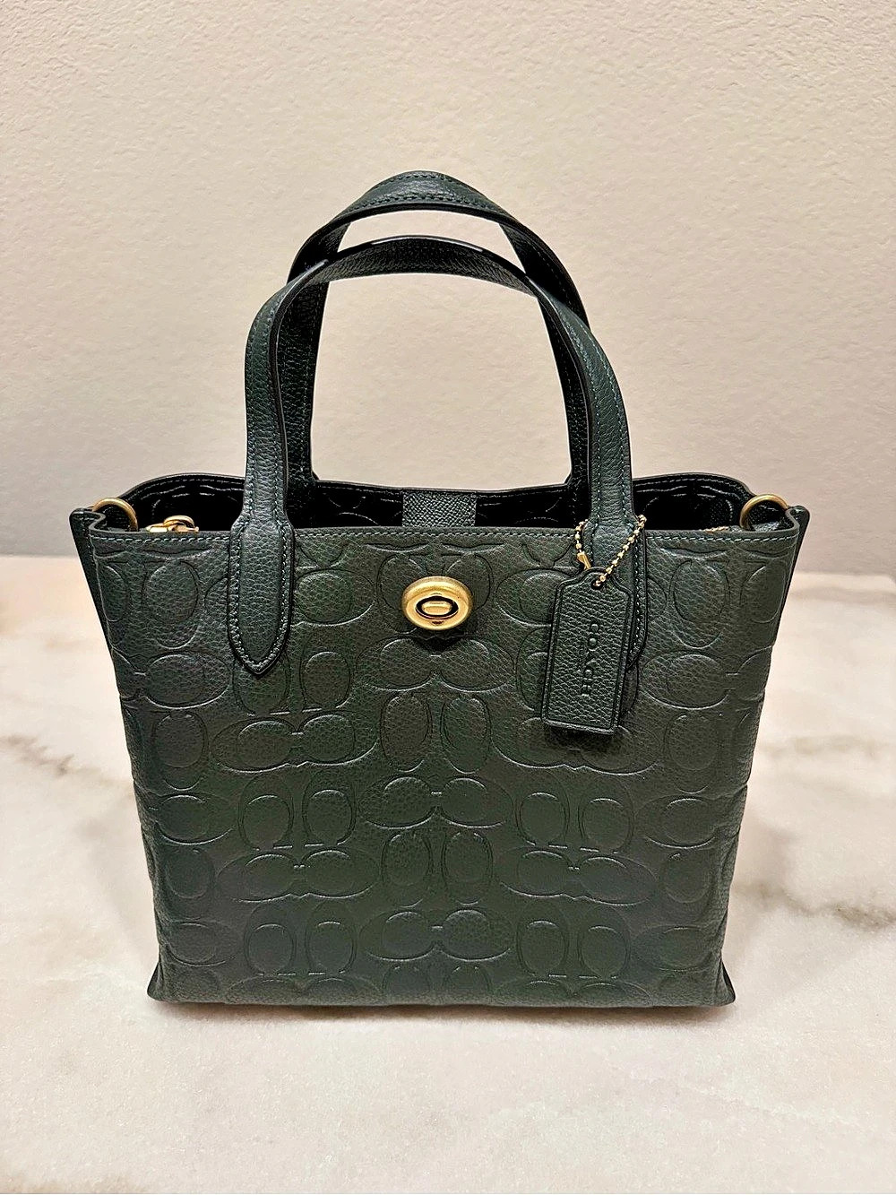 NWT Coach Willow Tote 24 in Green
Signature Debossed Leather